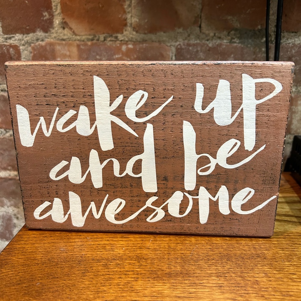 Small wooden block sign